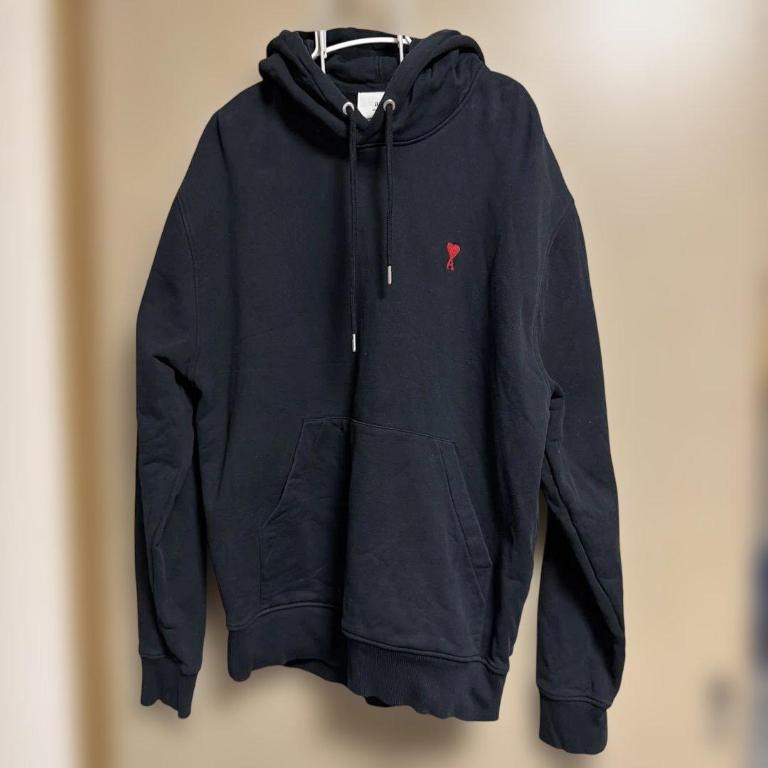 ami parisブラック フード付きパーカー