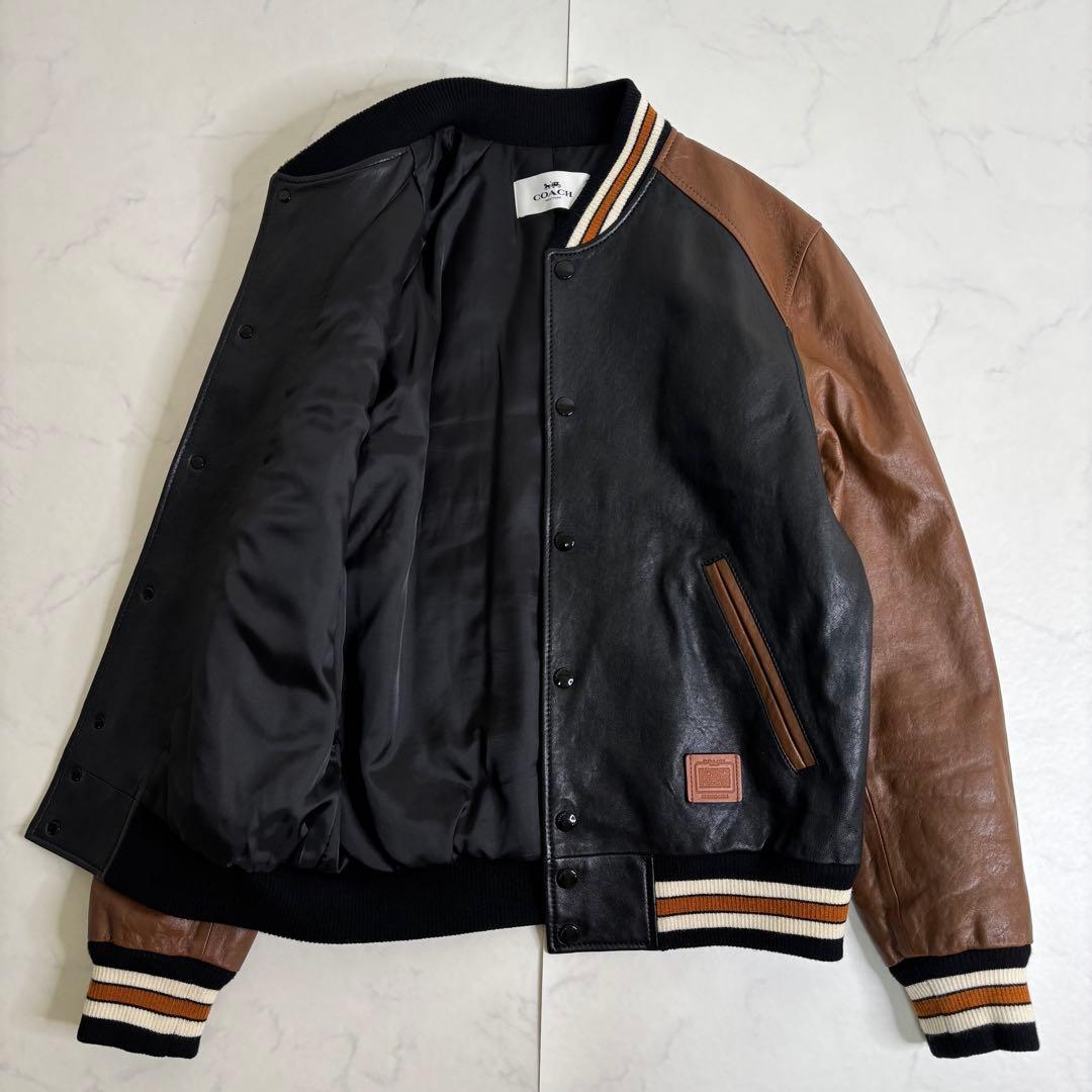 極美品 COACH スタジャン オールレザー ジャケット バイカラー ツートン