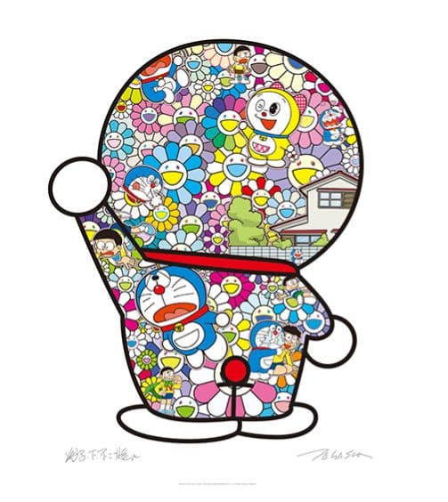 村上隆×ドラえもん「お花畑の中のドラえもん」 ポスター