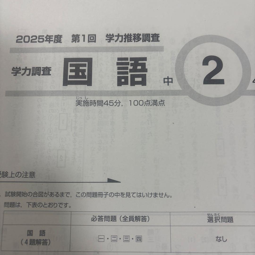 2025年度 学力推移調査 中2第1回 ベネッセ - メルカリ