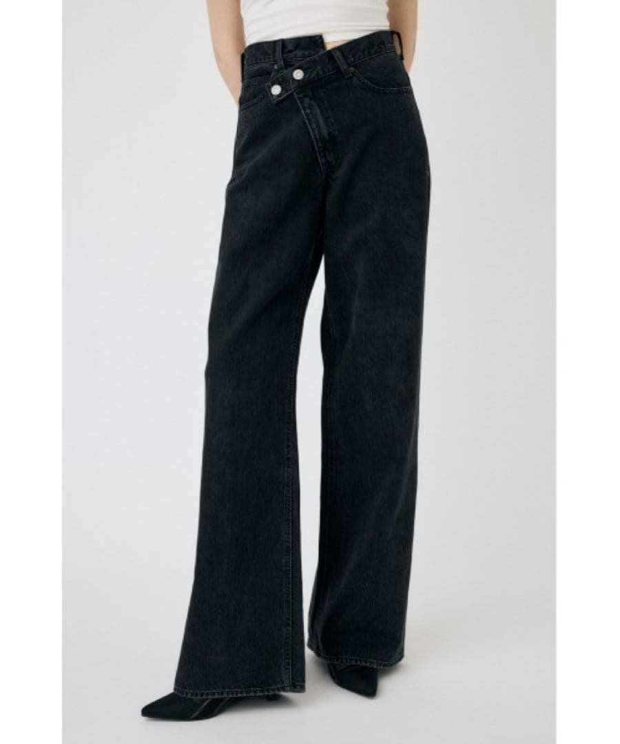 moussyマウジー CROSS WAIST WIDE STRAIGHTデニム