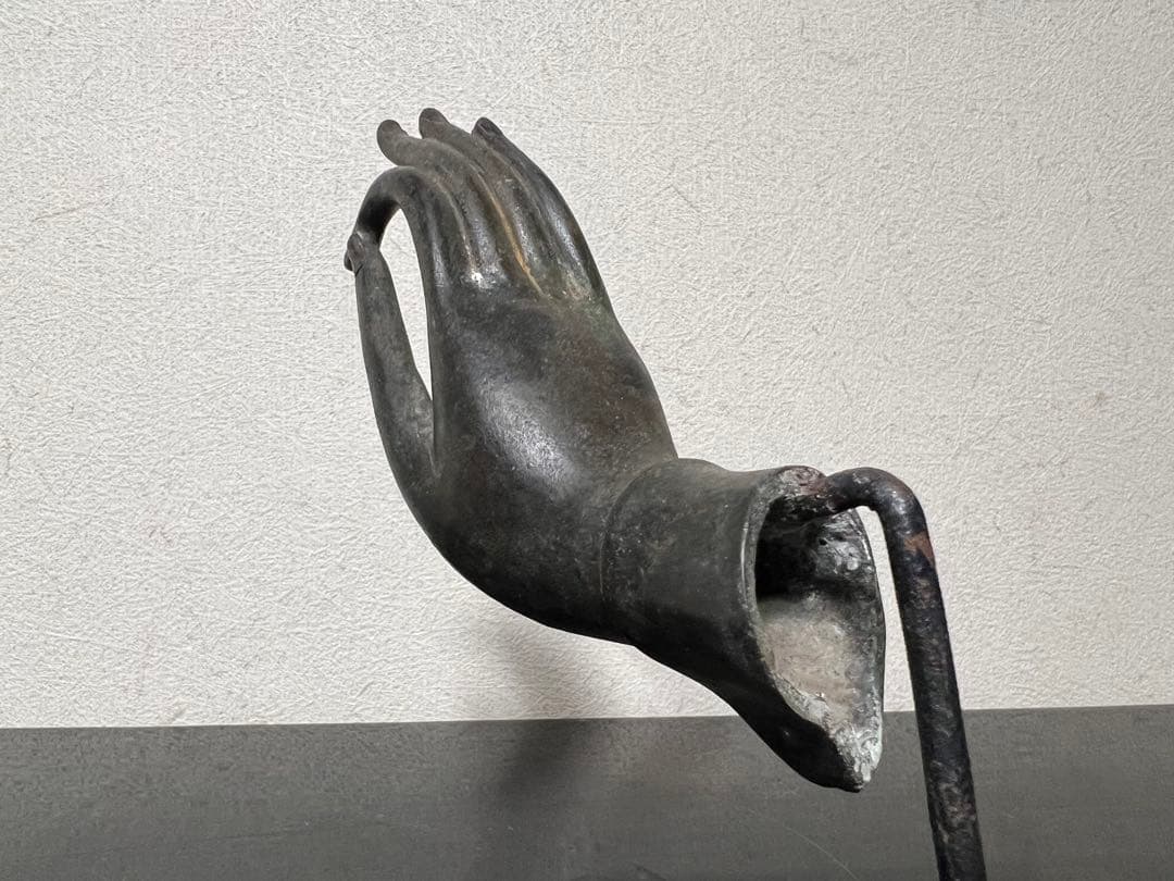 阿弥陀如来 来迎印 仏手 残欠 金銅仏 青銅 蓮華 仏像 仏教美術 骨董 古