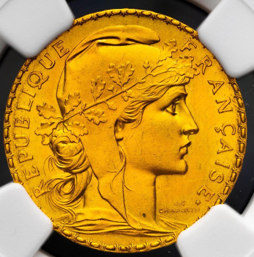 NGC-MS63　フランス マリアンヌ　金貨　第三共和政 20フラン 1910