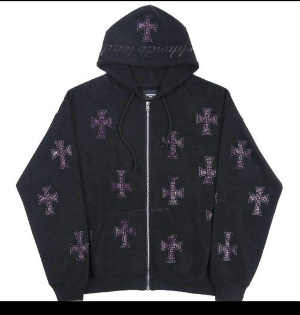 UNKNOWN LONDクロスラインストーンジップアップパーカパープル - メルカリ