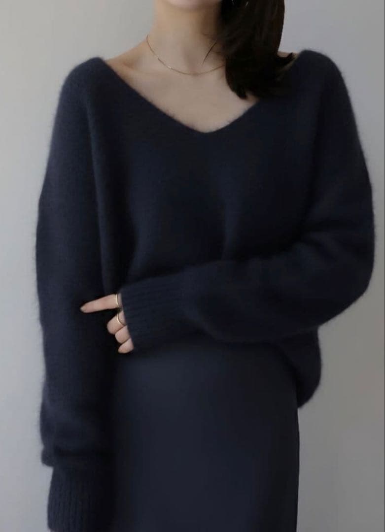 新品 anuans ラクーンフォックス2wayネックプルオーバー ネイビー