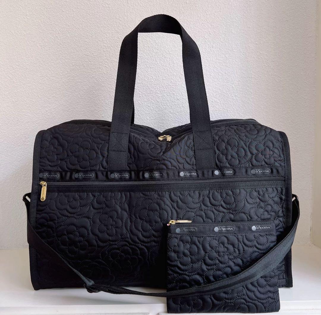 新品　LeSportsac レスポートサック　ボストンバッグ　黒　花柄