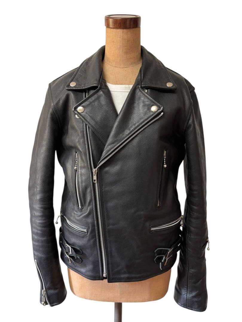 HORN WORKS UK ライダース ジャケット 黒 サイズ3 xpv Horn Works 本革 ダブルライダースジャケット メンズ ホーンワークス