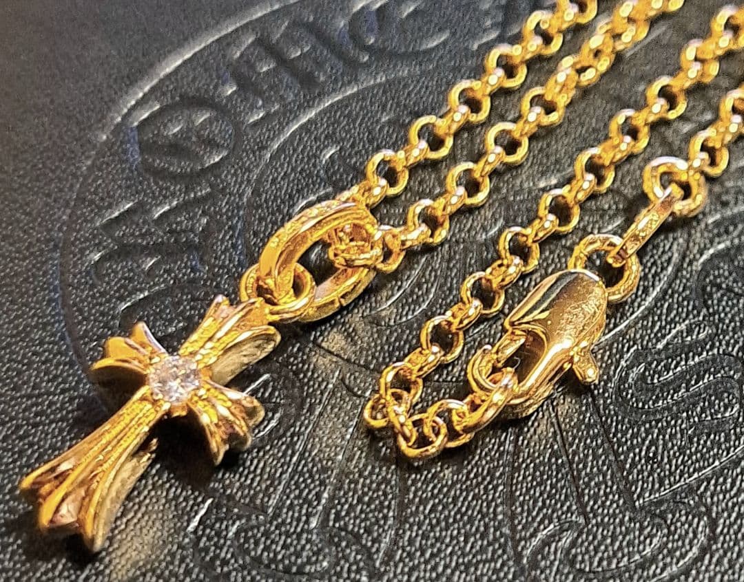 クロムハーツ CHクロス ベビーファットチャーム 1p×ロールチェーン 22K