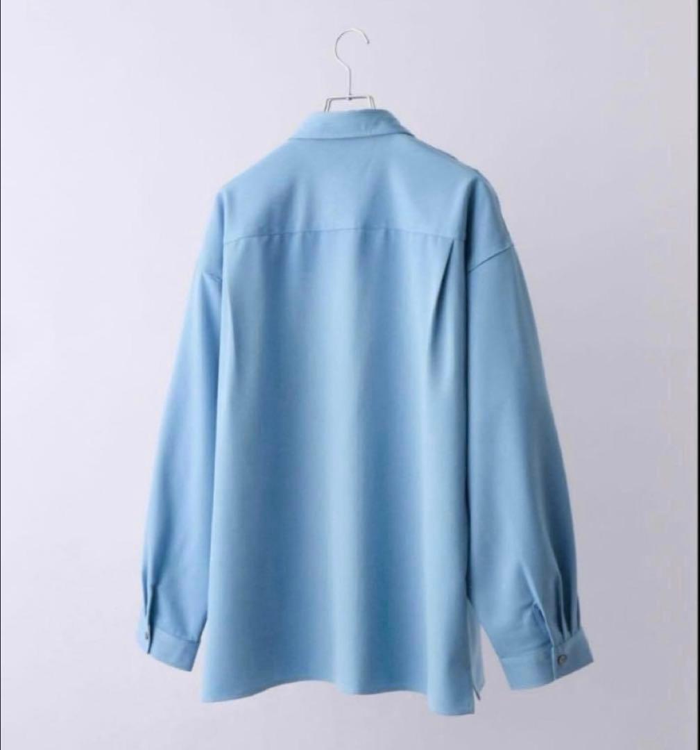 clel バルーン袖 ルーズ レギュラー カラー シャツ L ブルー - メルカリ