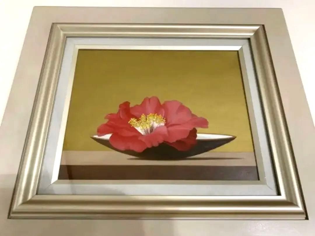 武石一胤 椿 絵画 油彩 額付　和モダン 椿 – 北海道画廊