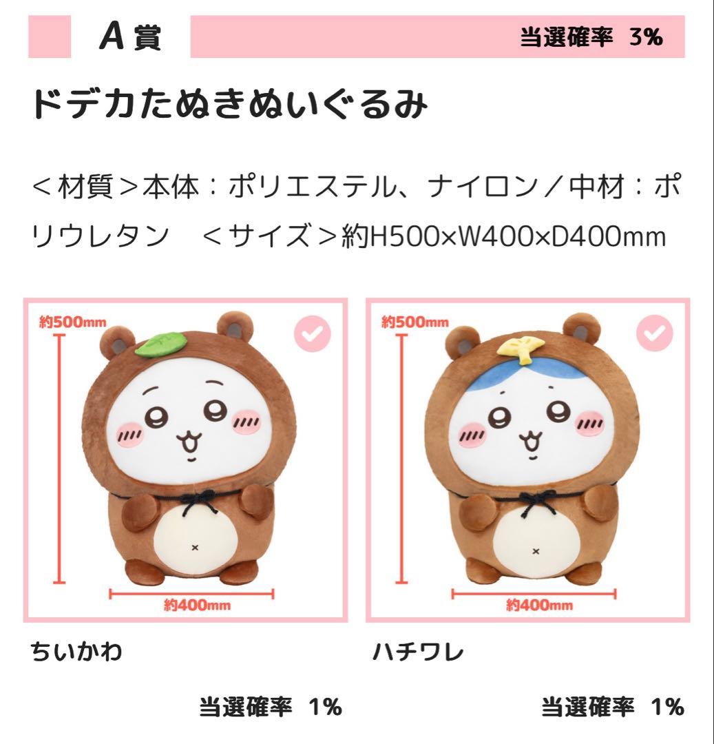 ちいかわ たぬきだもんくじ A賞 ちいかわ ハチワレ 2個セット おまけつき 🍃 ⋱ ちいかわ たぬきだもんくじ ⋰ 奇跡に近いレベルでちいかわ