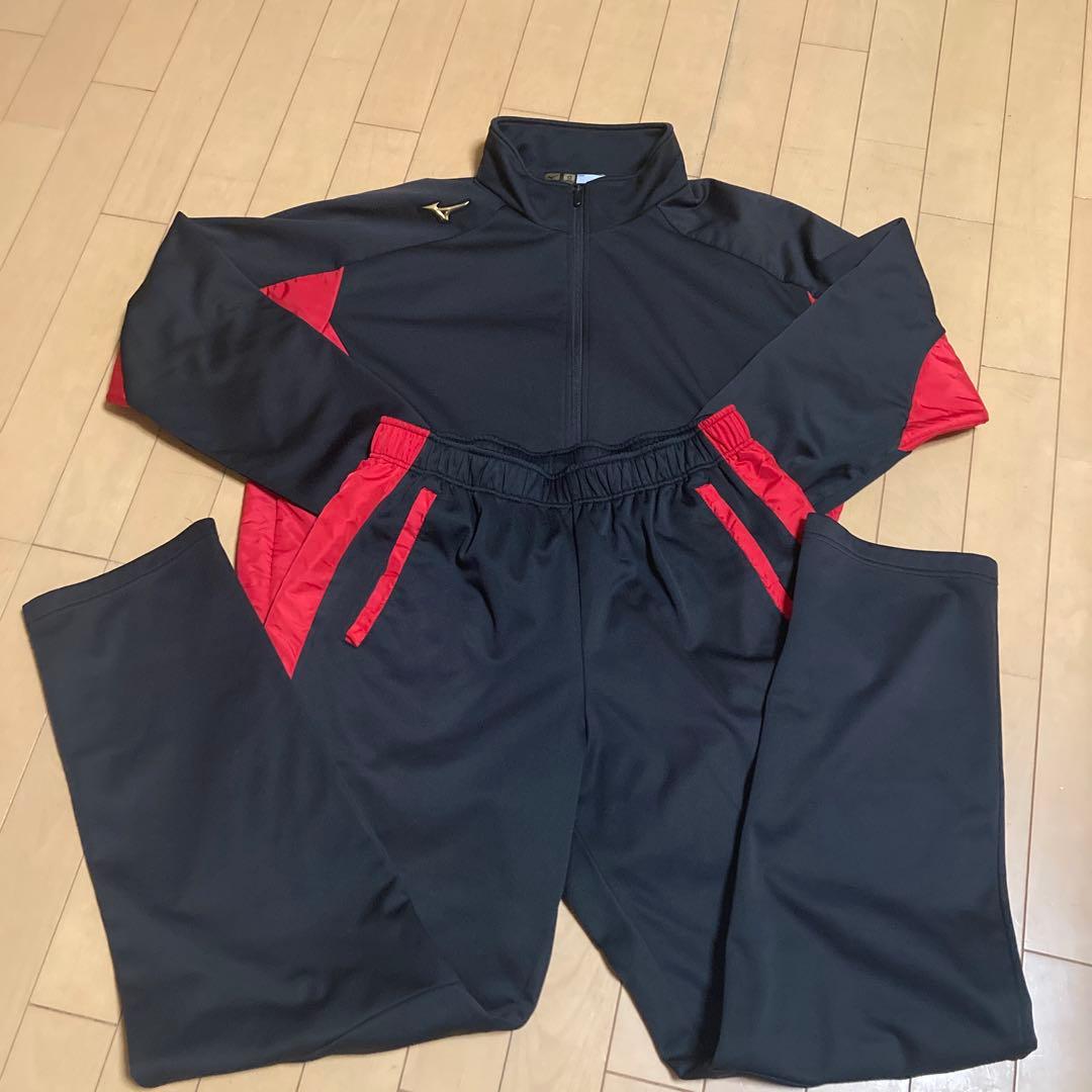 ミズノプロ　ジャージ上下セット ブラック/レッド　サイズO