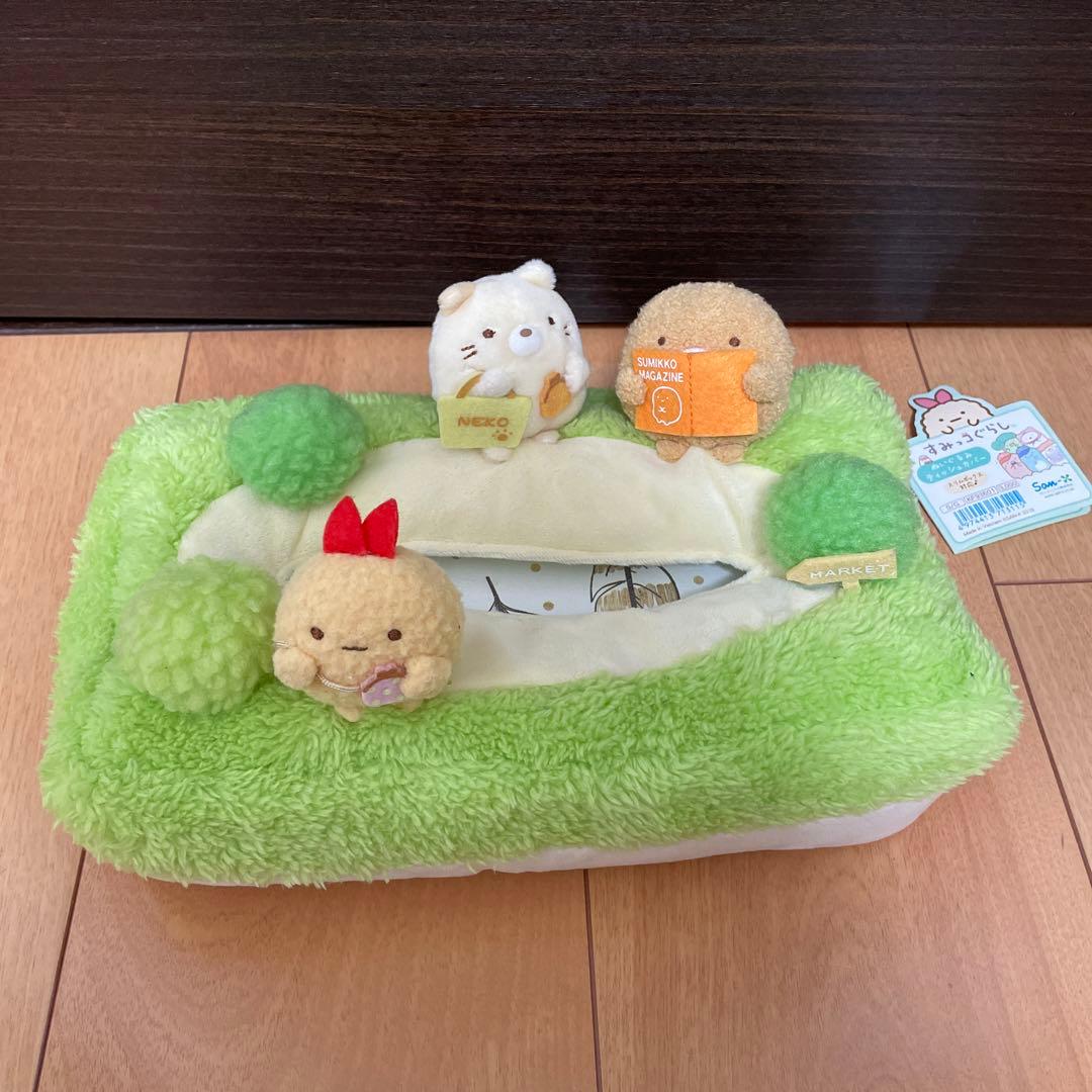 新品　すみっコぐらし　ぬいぐるみ　ティッシュカバー　えびふらいのしっぽのおつかい