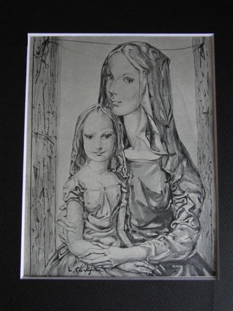 藤田嗣治、【母子】、希少な限定額装用画集画、新品高級額 額装付