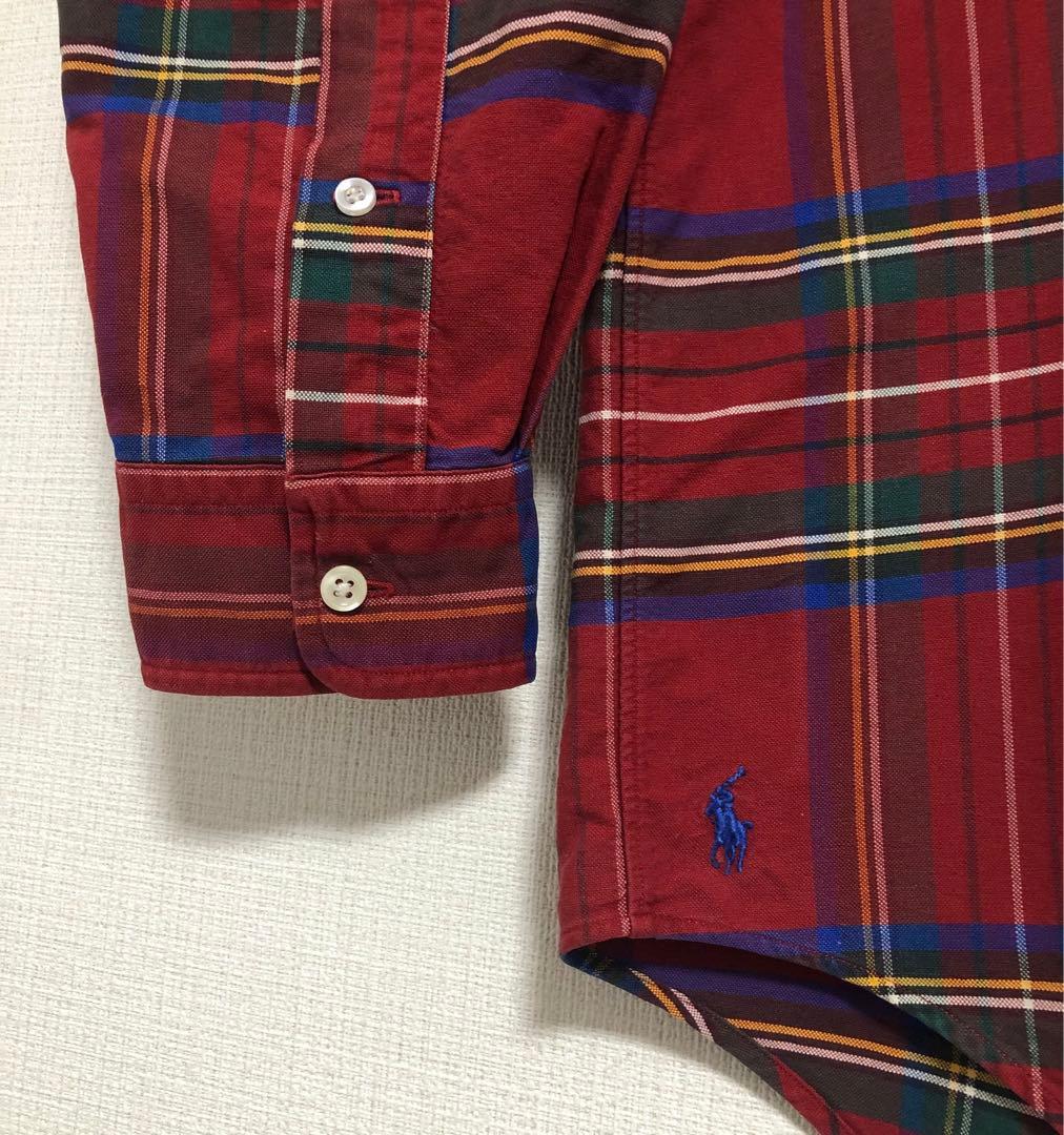90s ポロ ラルフローレン BIG OXFORD ビッグ シャツ チェック開襟