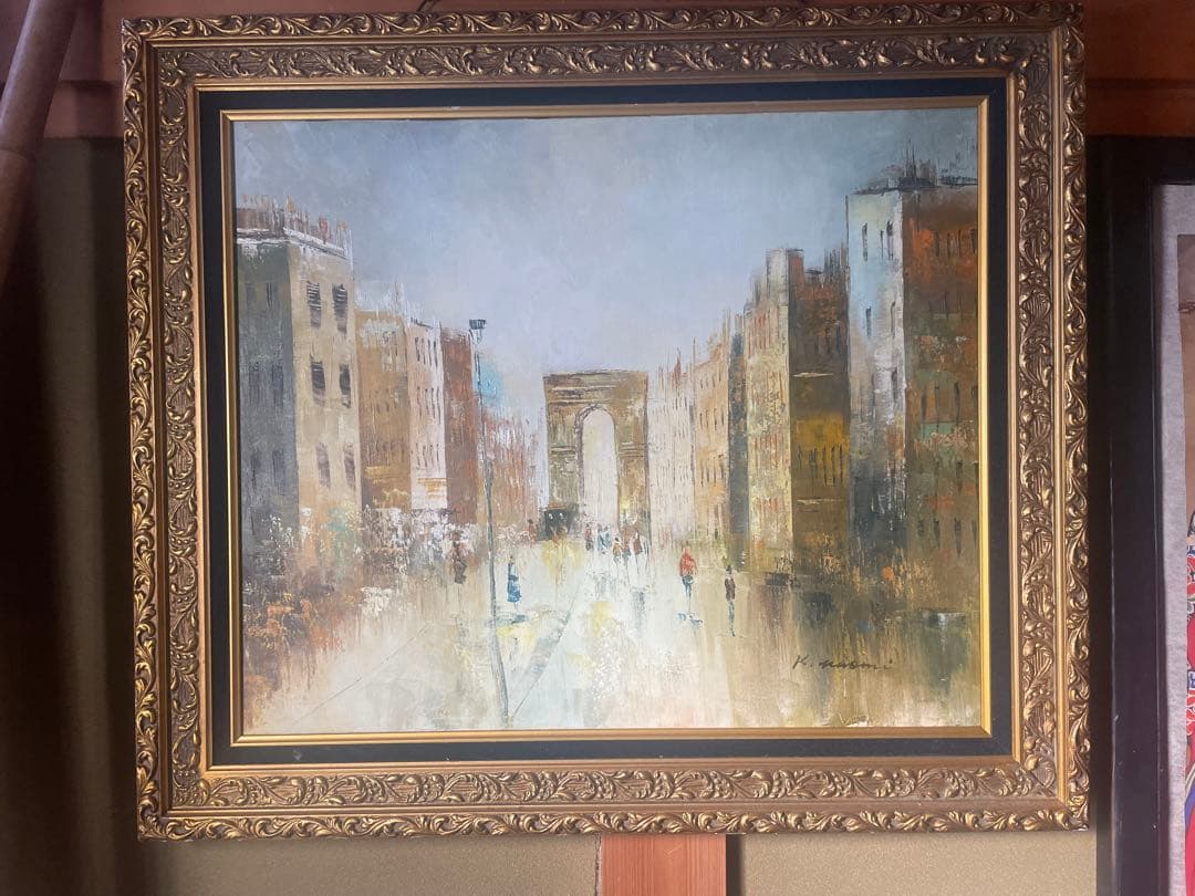 絵画　油絵　古い　大型　詳細不明　横約90cw×縦約76cm k.naomi?