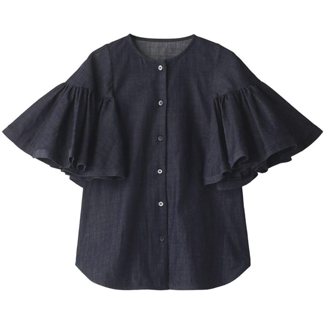 《美品》aLORS アロー　アローパリ　フリルブラウス　エステルジーン