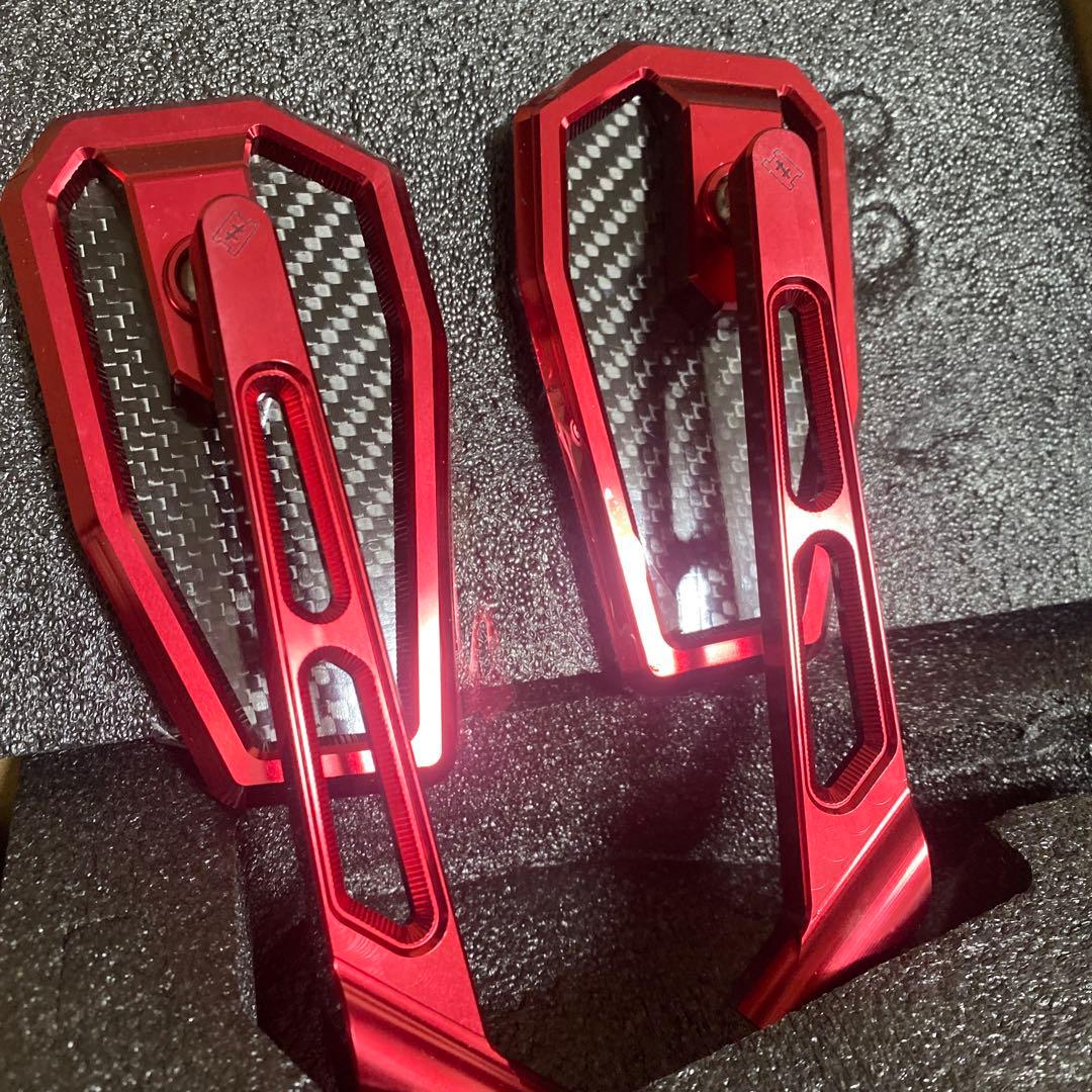 カーボン柄ミラーレッド（ツイルタイプ)