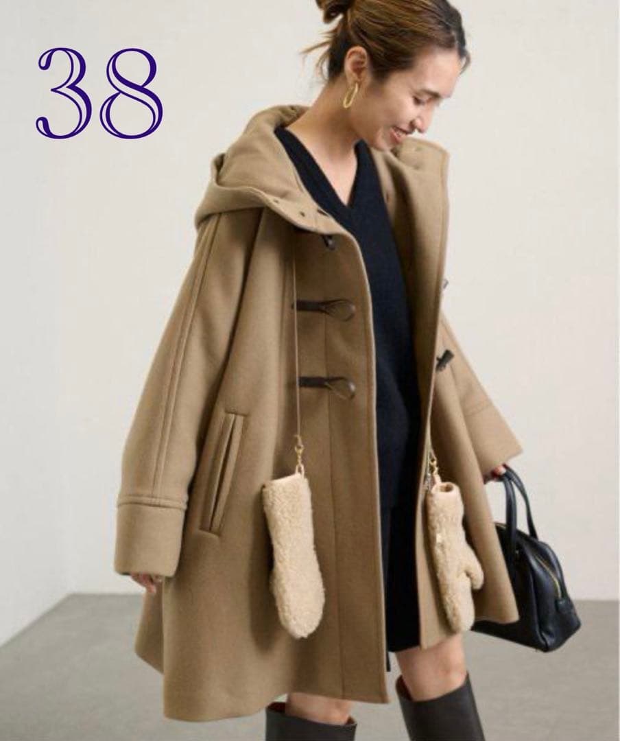 フレームワークメルトンダッフルポンチョコート38キャメル