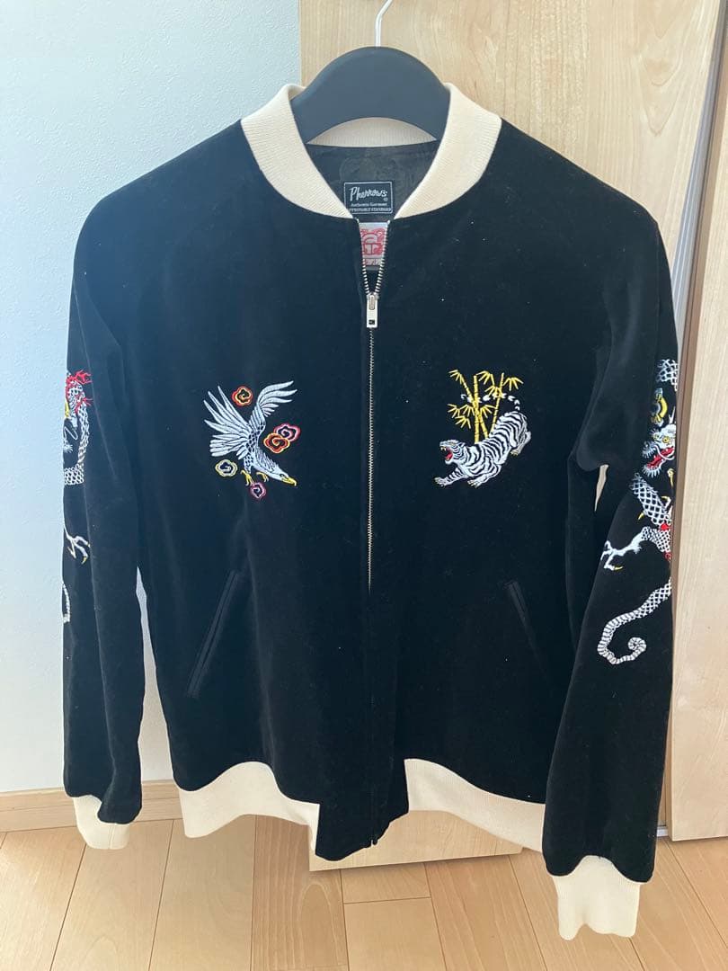 フェローズベロアスカジャン 黒 刺繍30周年匠サイズL