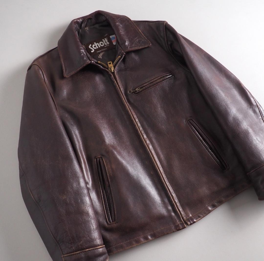 ショット　 Schott　36　トラッカージャケット　レザージャケット　赤茶 ☆美品☆ショット スエードレザートラッカージャケット 36 S ブラウン