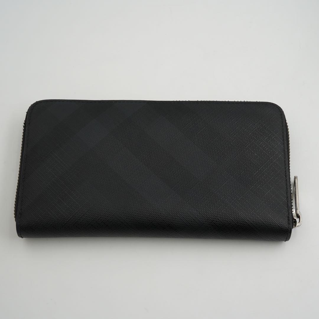 ほぼ未使用✨ バーバリー 長財布 スモークドチェック PVC ラウンド