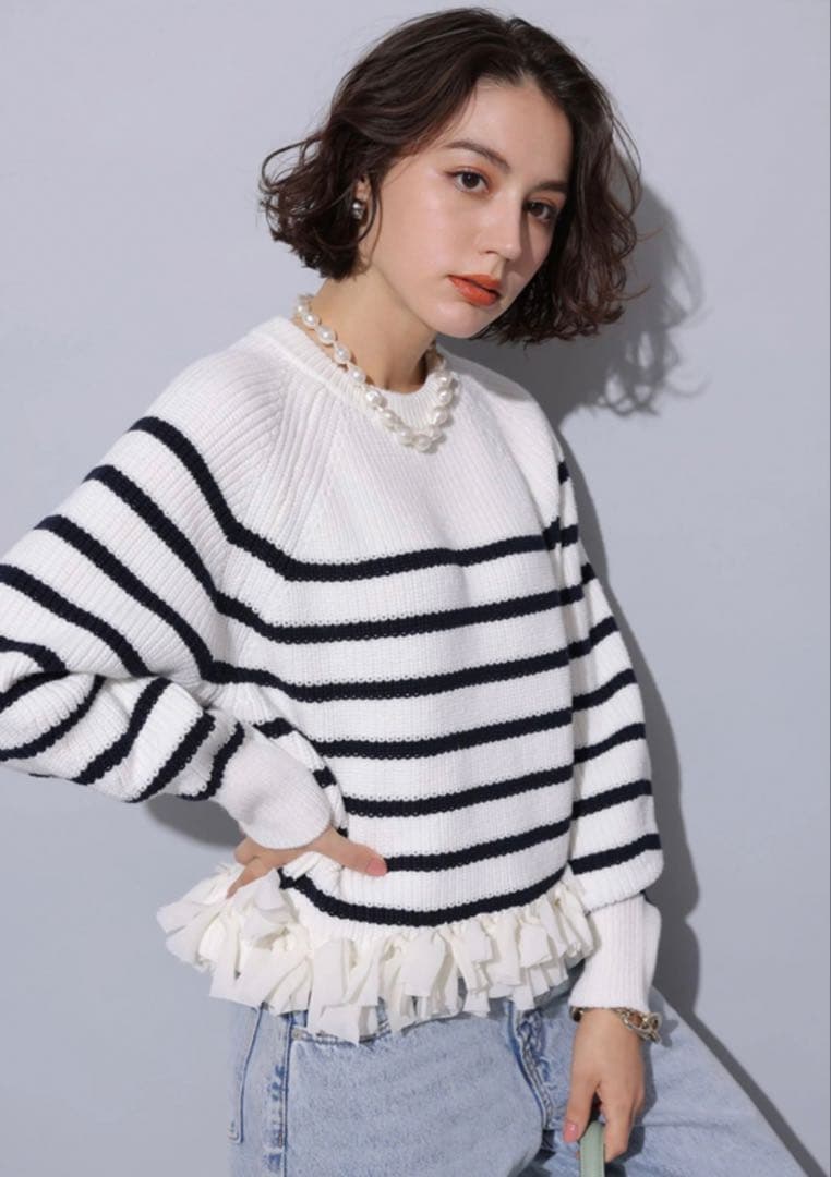 アルページュストーリー　Arpege story 裾シフォンニット ボーダー