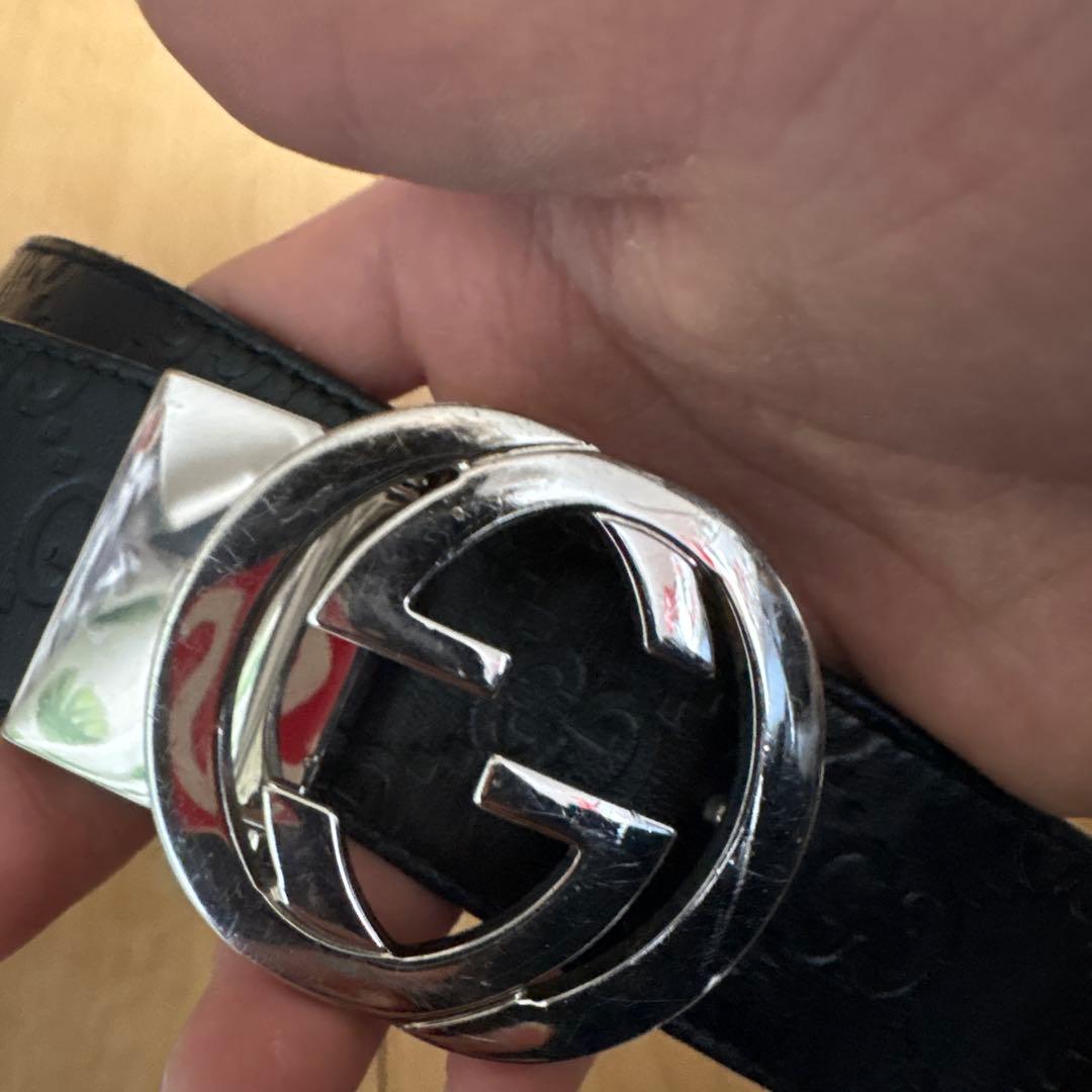 GUCCI 黒レザーベルト GGロゴ リバーシブル - メルカリ