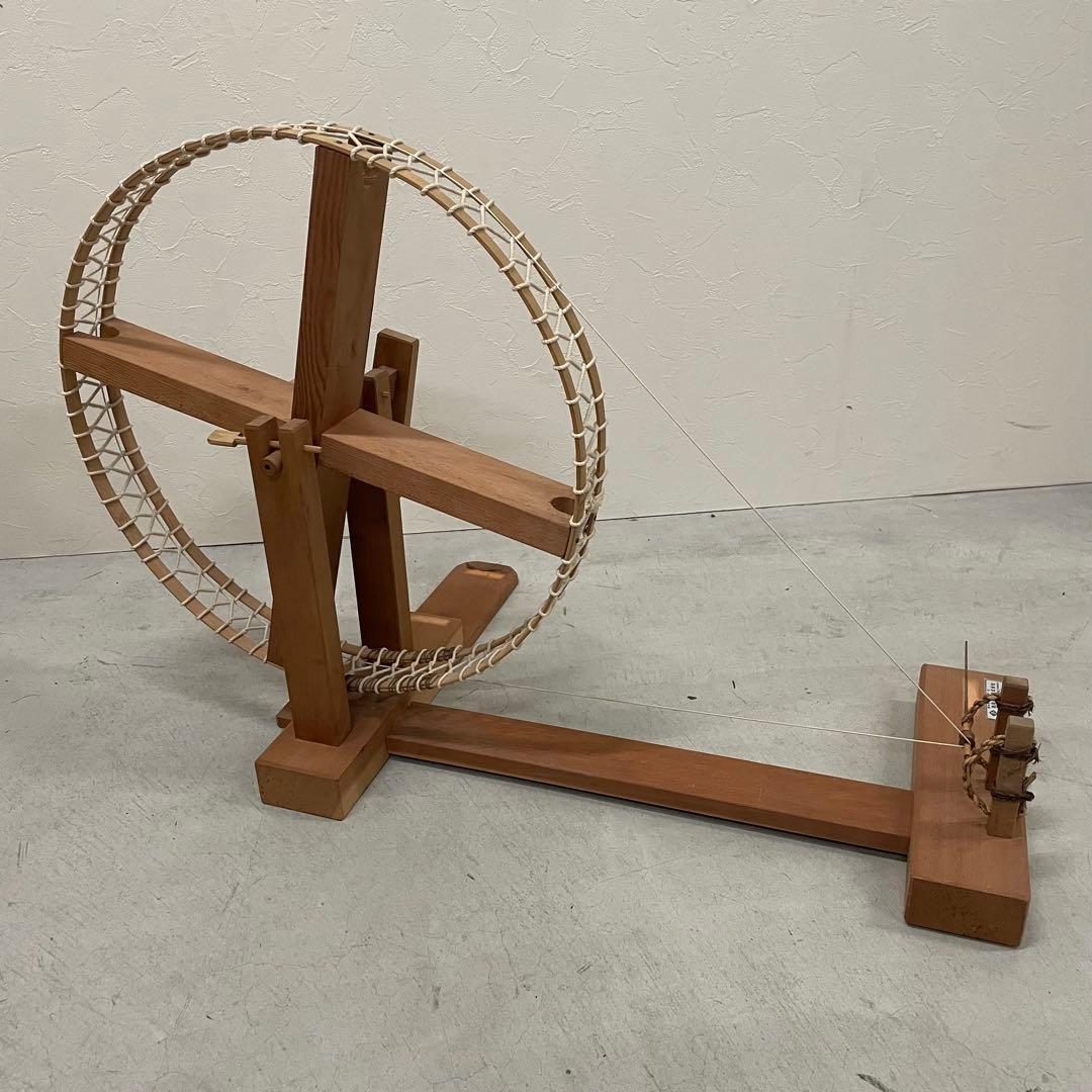 稲垣機料 竹製紡車 管巻機 糸巻き機 手織り道具 織り物 機織り機 糸車