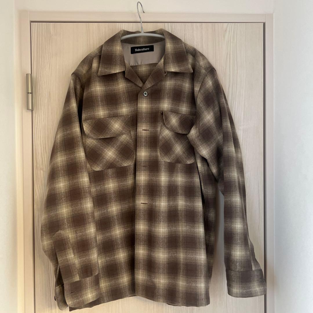 キムタク着 Subcultureサブカルチャーウールオンブレチェックシャツ茶3