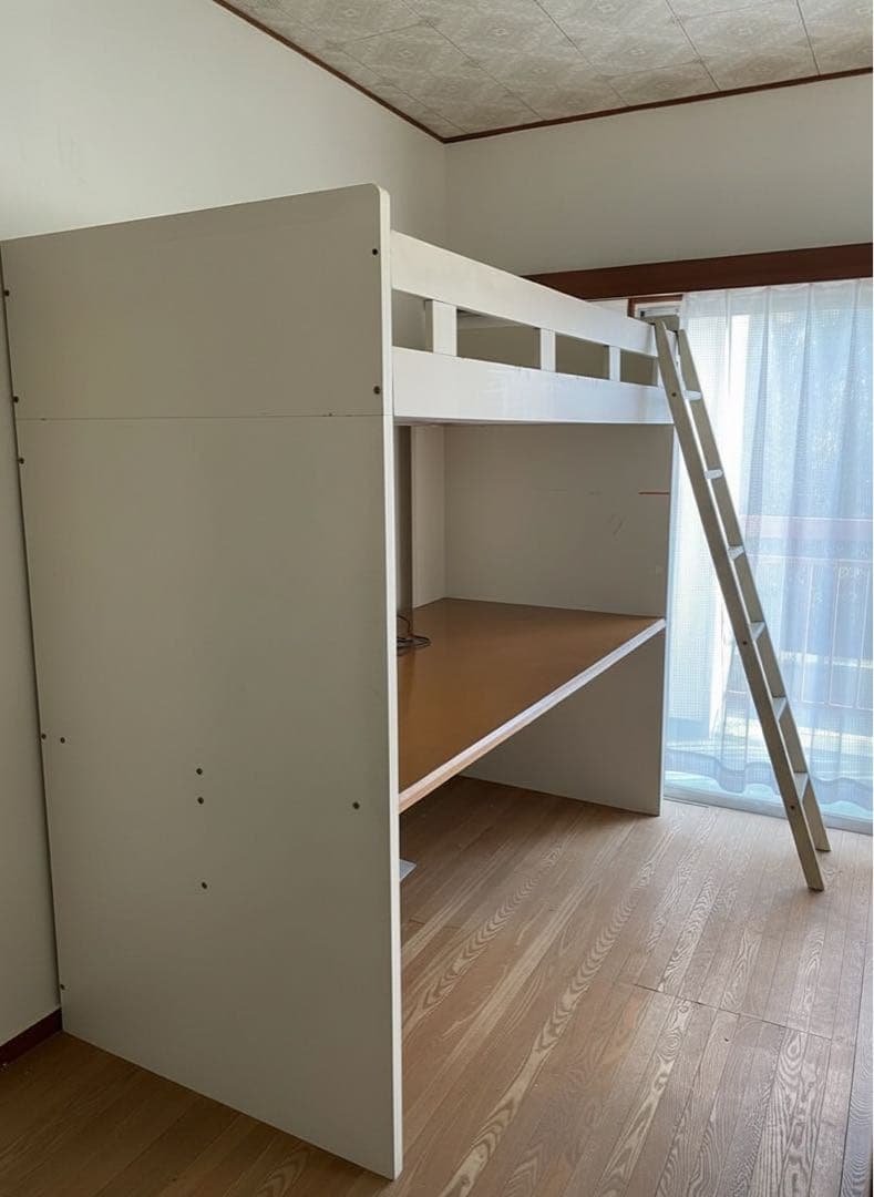 木製ロフトベッド 学習デスク付き