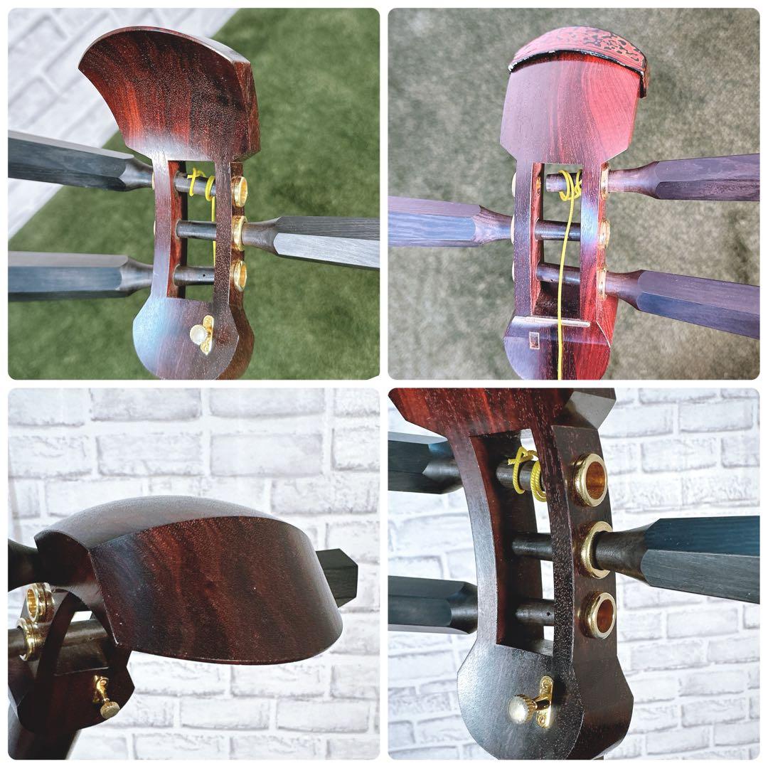 津軽三味線 太棹 紅木 三つ折れ竿 東さわり 犬皮破れなし 入門セット