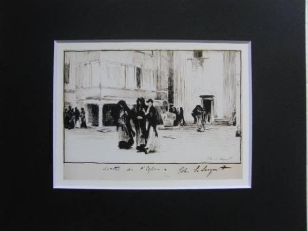 ジョン・シンガー・サージェント、教会の出口、希少な額装用画集より