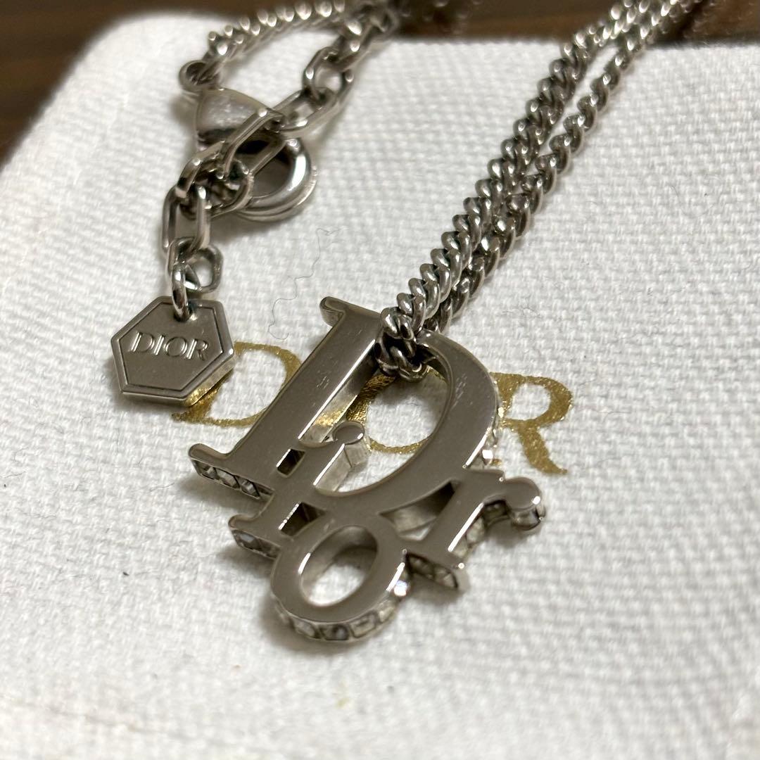 ［美品］ディオール　オブリーク　ペンダントネックレス　クリスタル　喜平