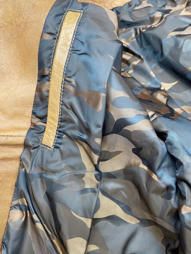 ローブローナックル ライダースジャケット ワッペン 山羊革 ブラウン