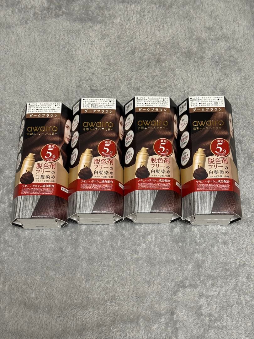 awairo アワイロ 泡ムースヘアカラー ダークブラウン 4箱セット②