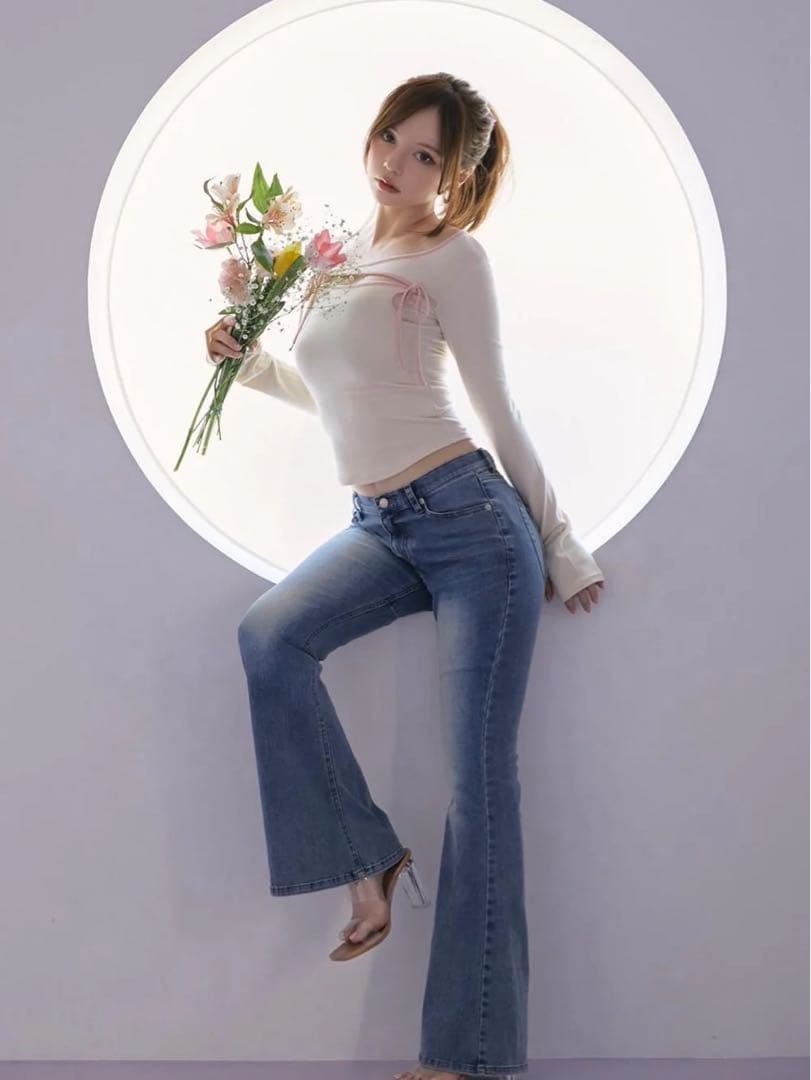 アンドマリー　andmary Heart hip flare denim