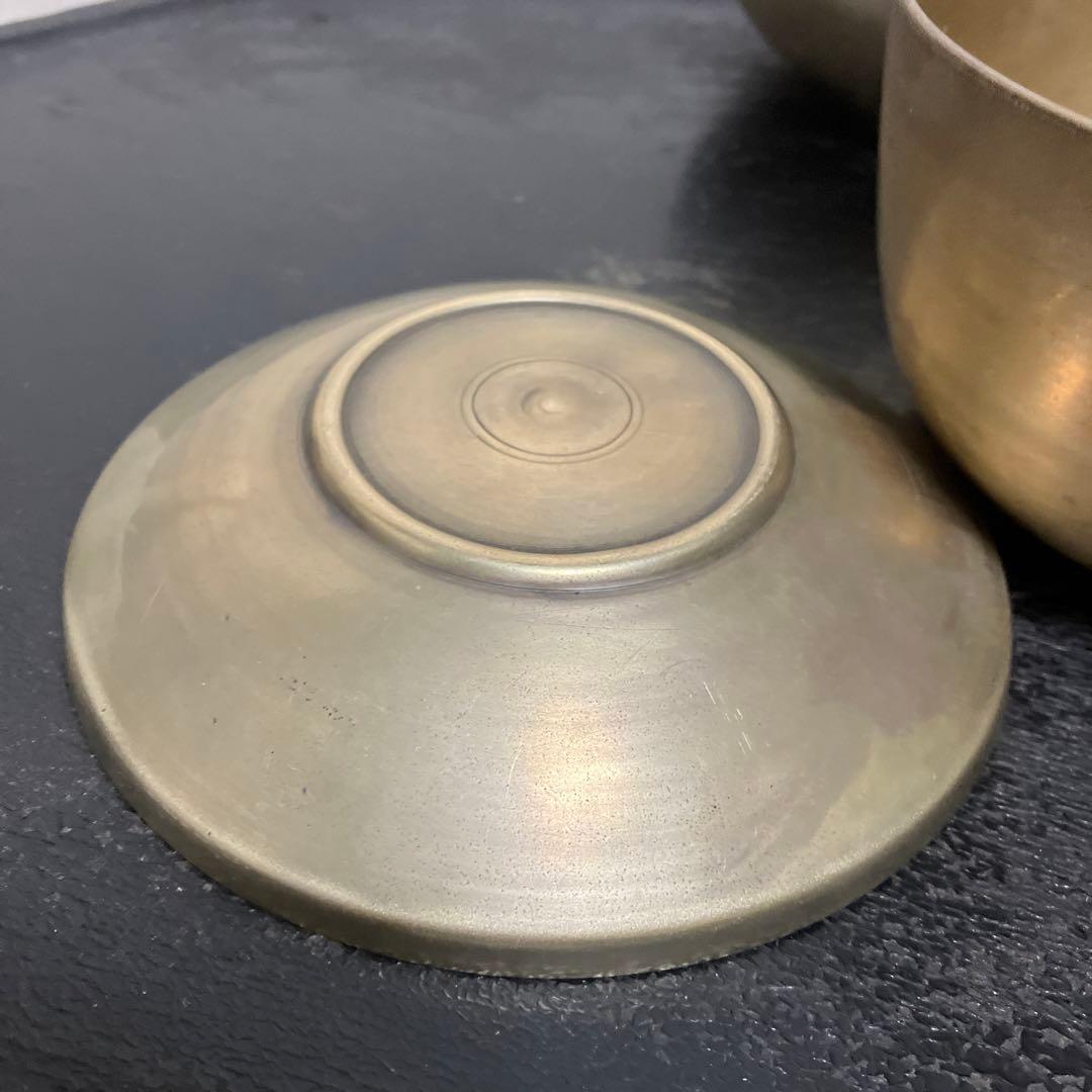 韓国古い真鍮製の器3点その16アンティーク古道具韓国骨董.李朝.