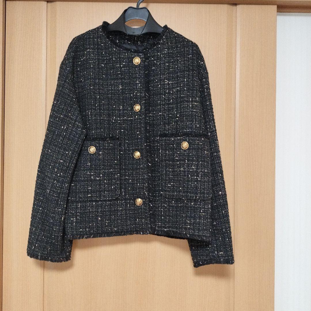 M*U様 23区 GIOLICA ツイード　ノーカラーボタンジャケット 44