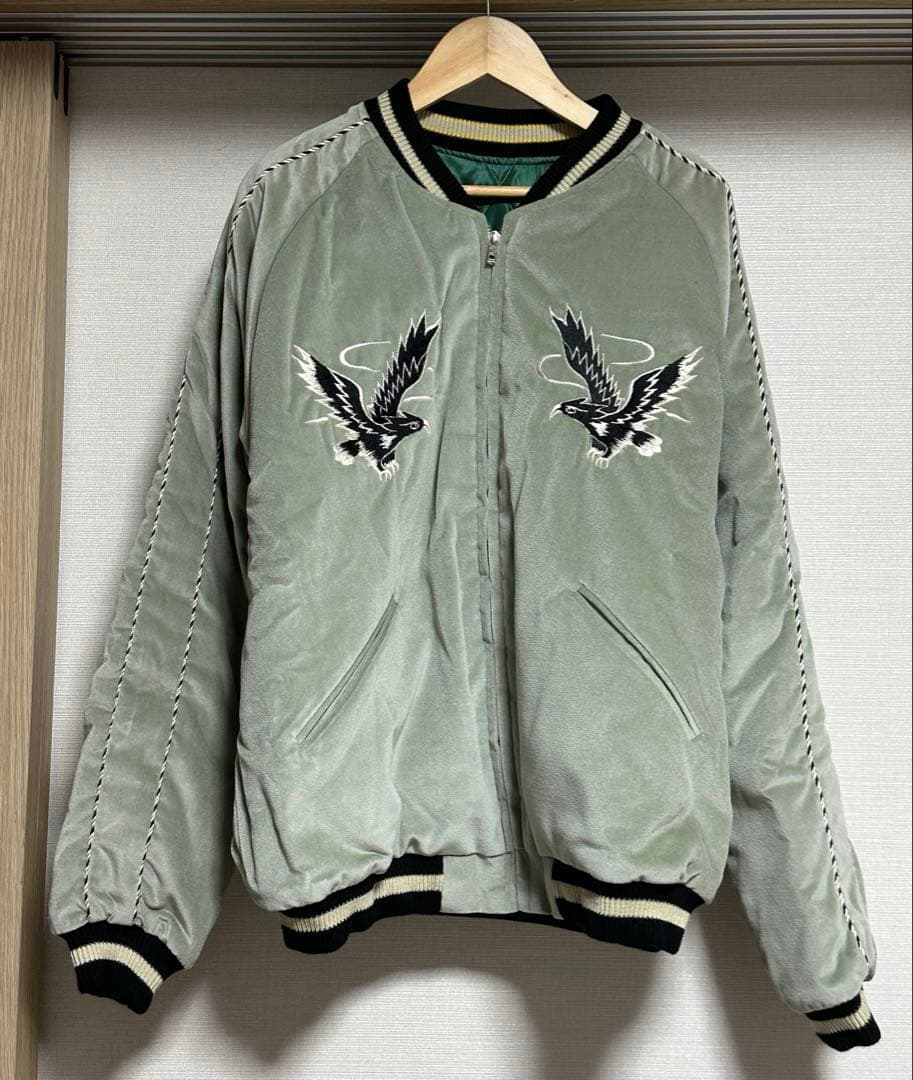 テーラー東洋　TT15544 141 M.GRN L 別珍×サテンスカジャン　L