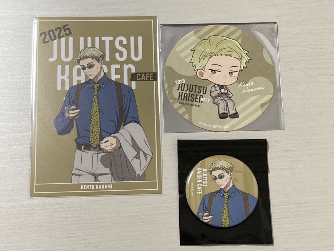 呪術廻戦カフェ 2025 七海建人 缶バッジ ポストカード 特典 コースター