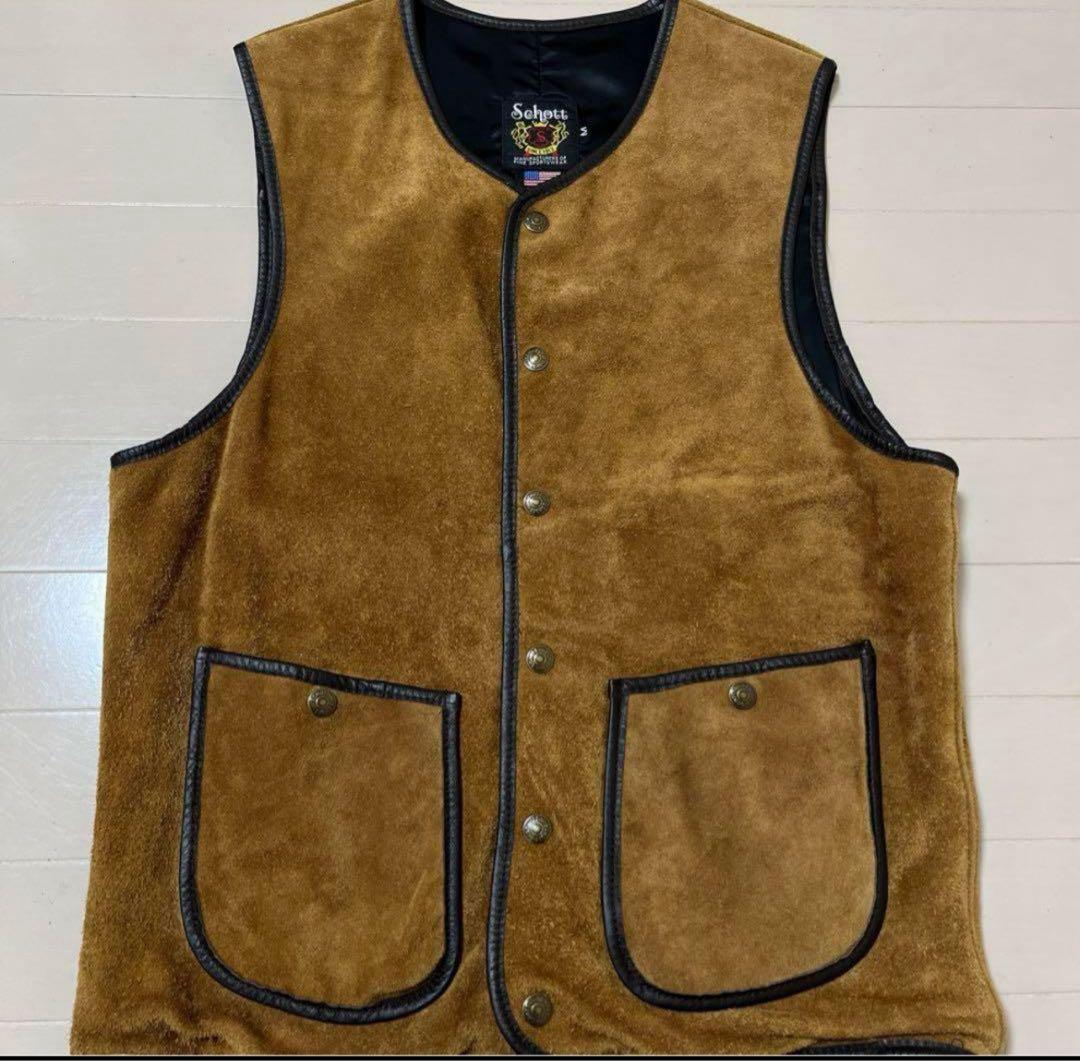 米国製 Schott メンズM レザーベスト ショット