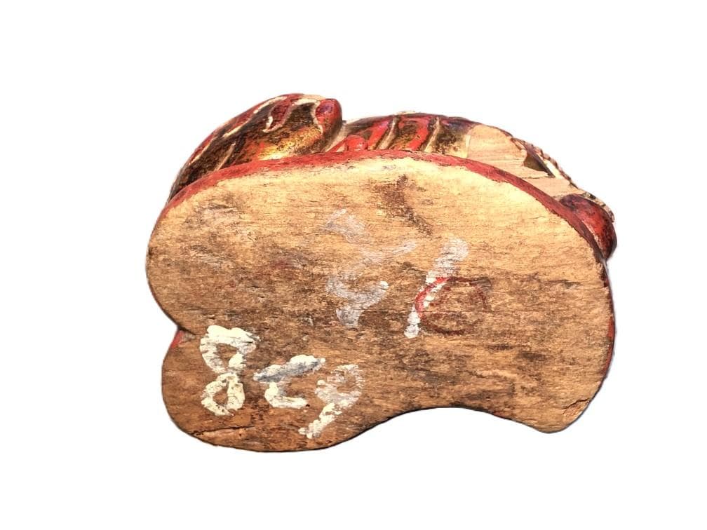 木彫金朱漆塗玉獅子 】 江戸時代