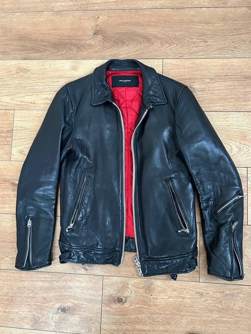 NANO UNIVERES黒レザージャケットライダース