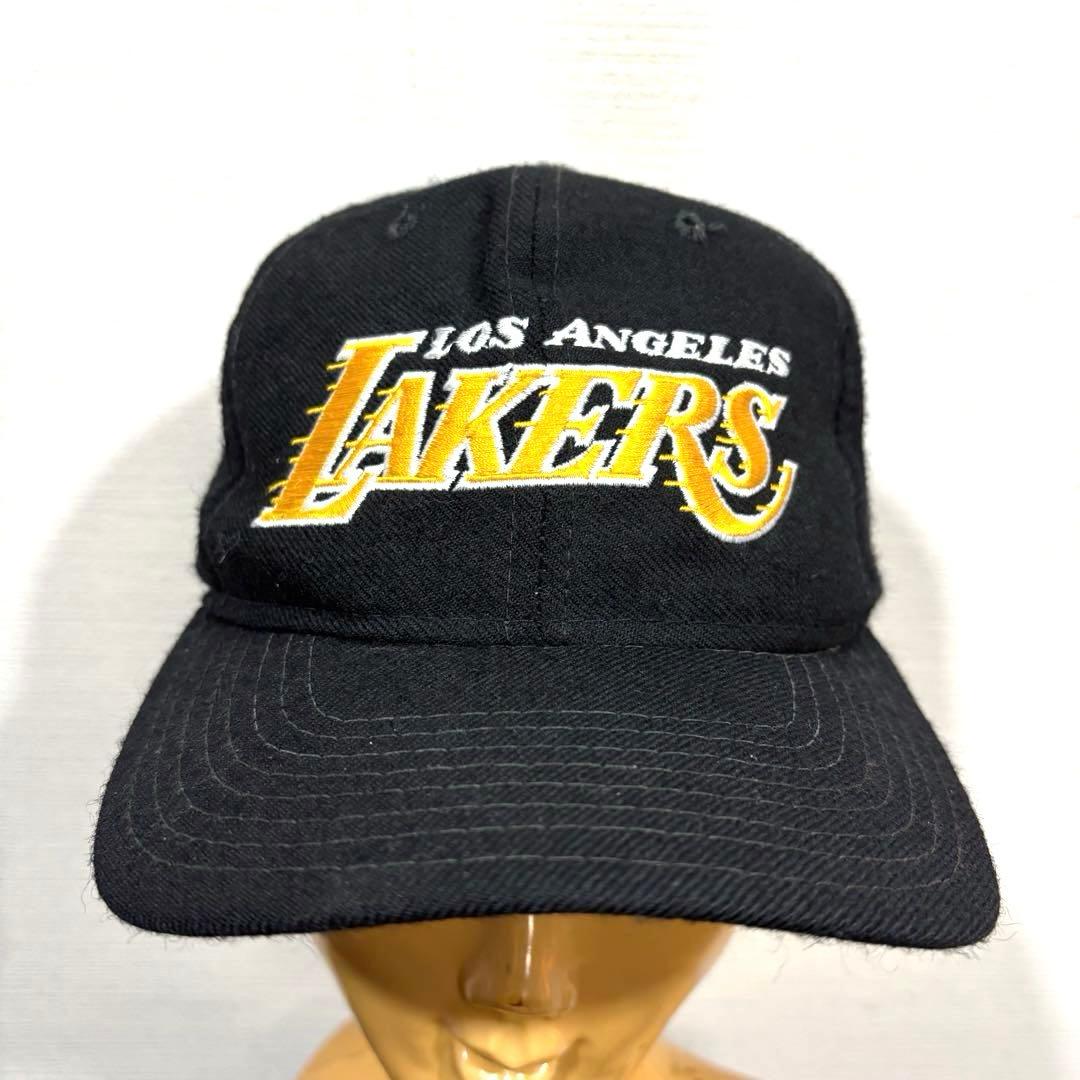 90s 黒 スターター ロサンゼルス レイカーズ オフィシャル ウール キャップ Vintage Starter Los Angeles RAIDERS Collision Starter Snapback Hat