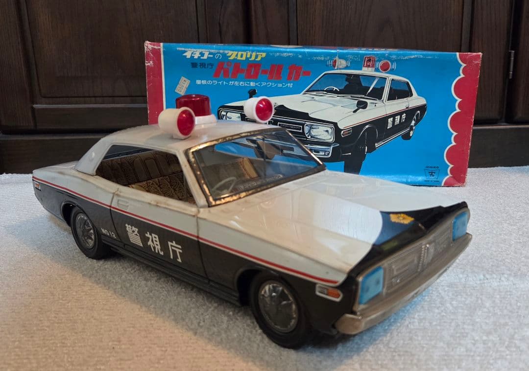 【箱付】【年代物】イチコー　グロリア　パトロールカー　ブリキ