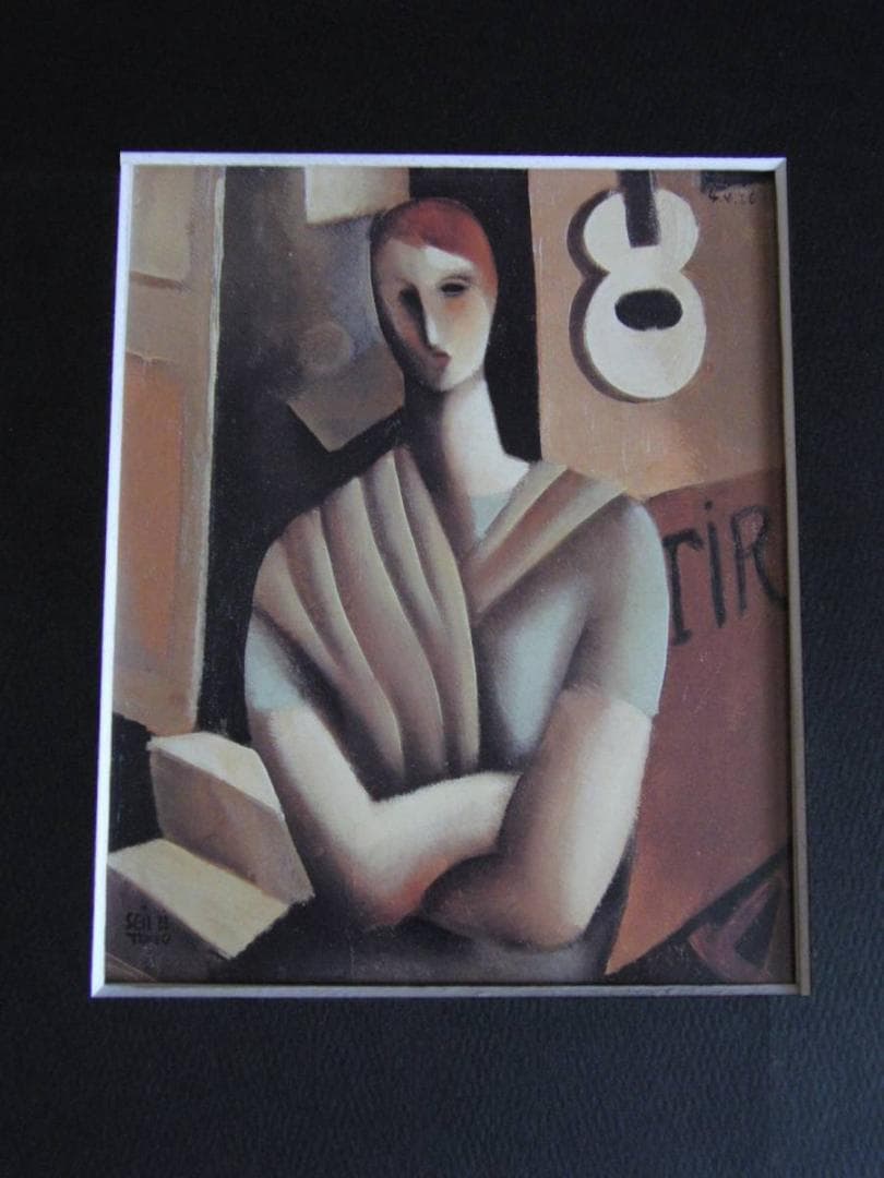 東郷青児、【ルーレットの女】、希少な額装用画集より、状態良好、新品額装付