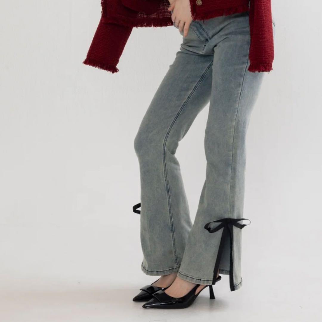 RANCLIC side slit denim ribbon pants S - メルカリ