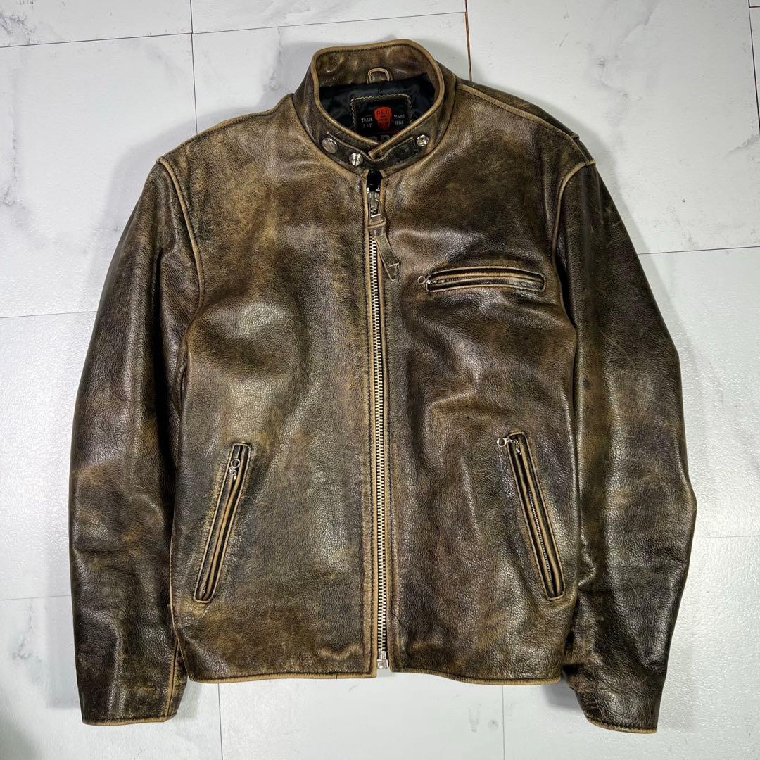R.B.C シングルライダースジャケット 本革 ブラウン M ヴィンテージ加工
