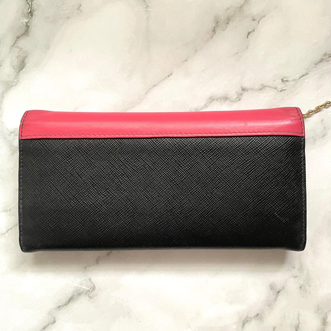 PRADA プラダ サフィアーノ フラップ 長財布 バイカラー 美品0218-②